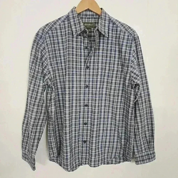 Eddie Bauer Button Down Blue Plaid Casual Men's Shirt M - Picture 1 of 6